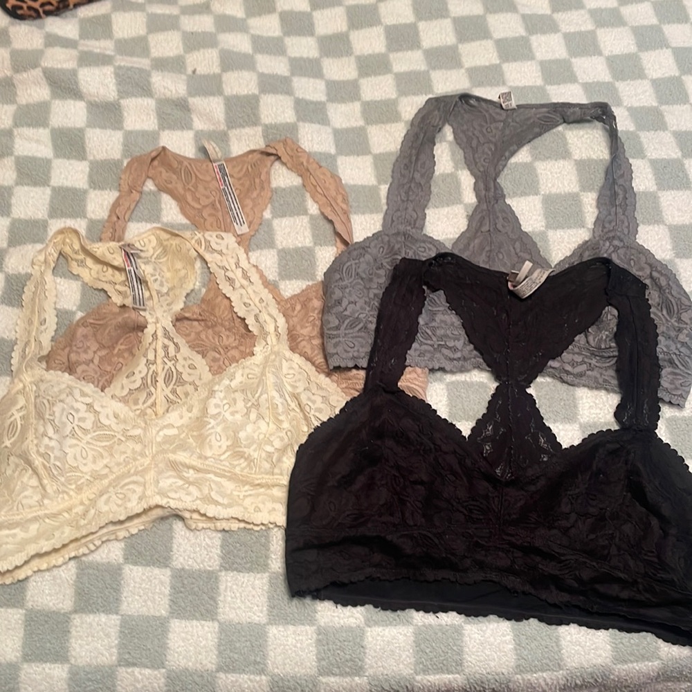 Free people lace bralettes x4